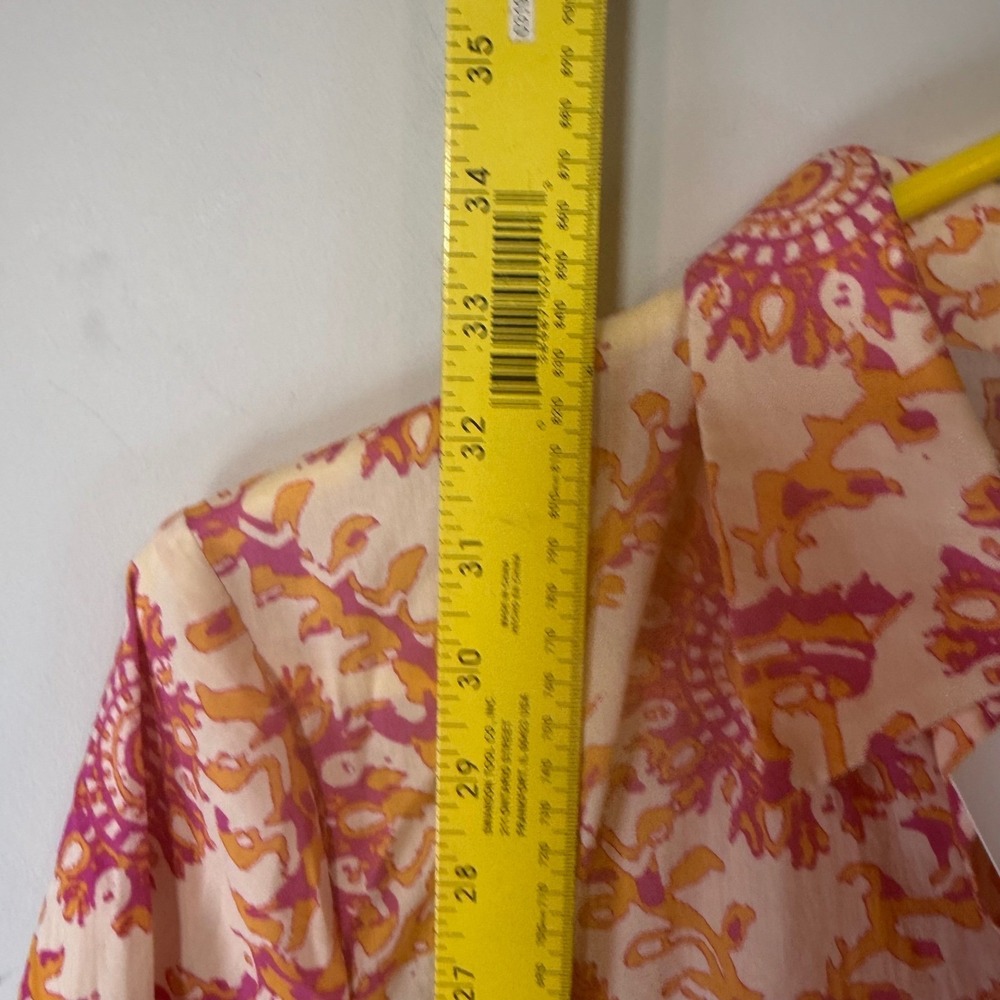 NWT Zara Sun Medallion Mini Dress Women L Pink Orange Ruffle Cotton Boho No Belt - Picture 6 of 8